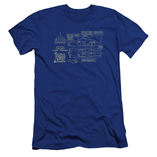 Batman Batmobile Premium Bella Canvas Slim Fit Mens T Shirt Royal Blue