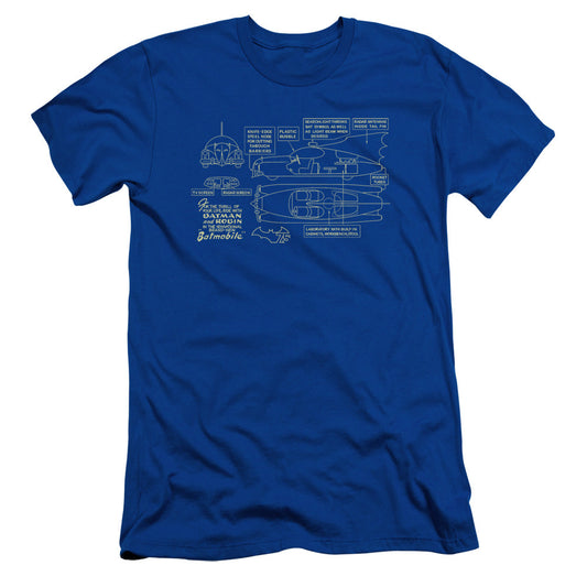 Batman Batmobile Slim Fit Mens T Shirt Royal Blue
