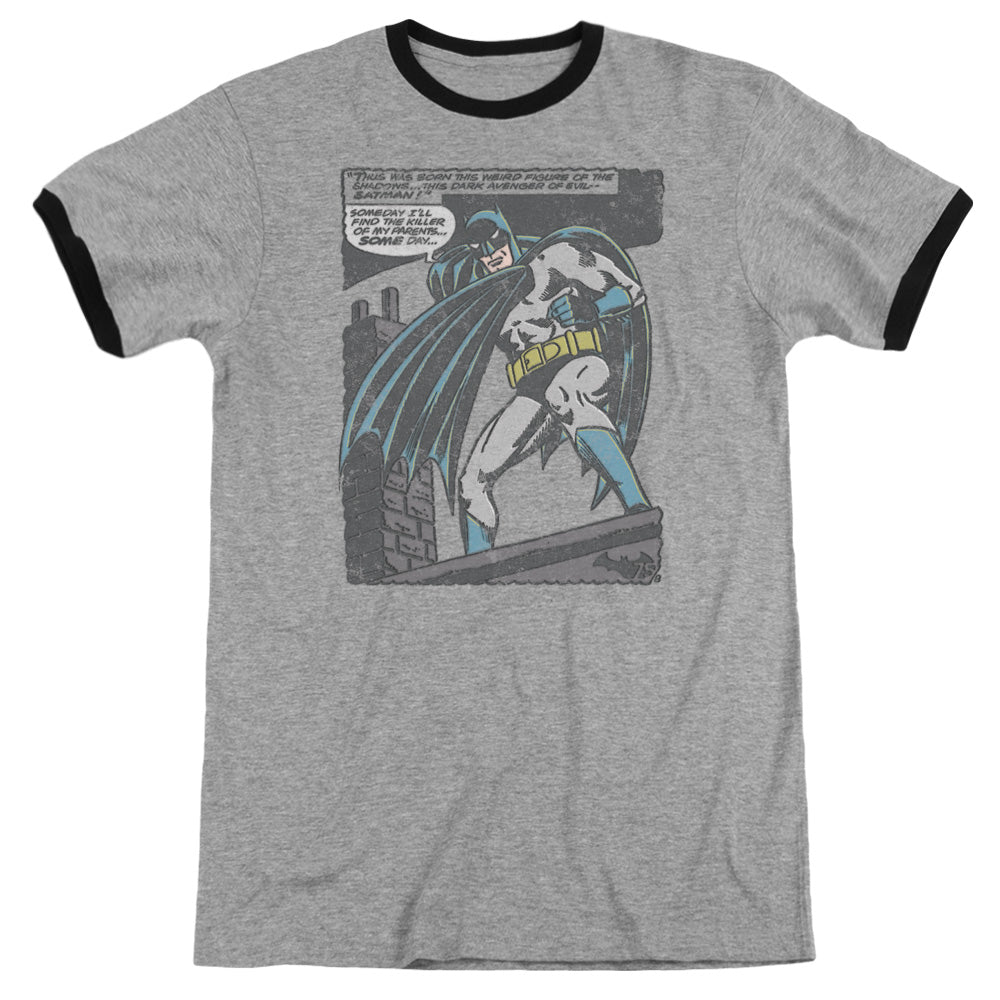 Batman Bat Origins Heather Ringer Mens T Shirt Heather Black