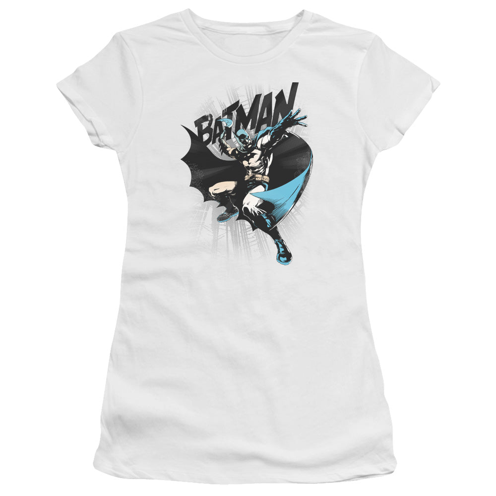 Batman Batarang Throw Junior Sheer Cap Sleeve Womens T Shirt White