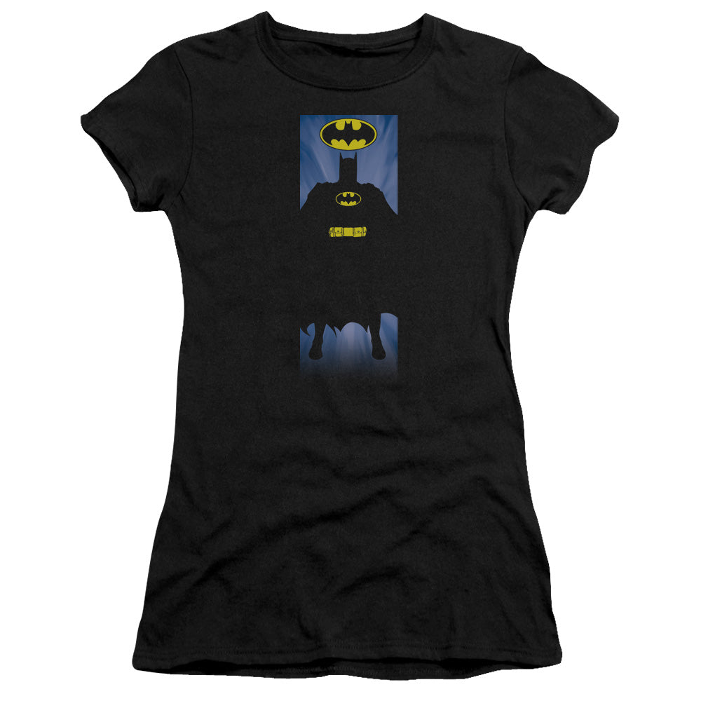 Batman Batman Block Junior Sheer Cap Sleeve Womens T Shirt Black