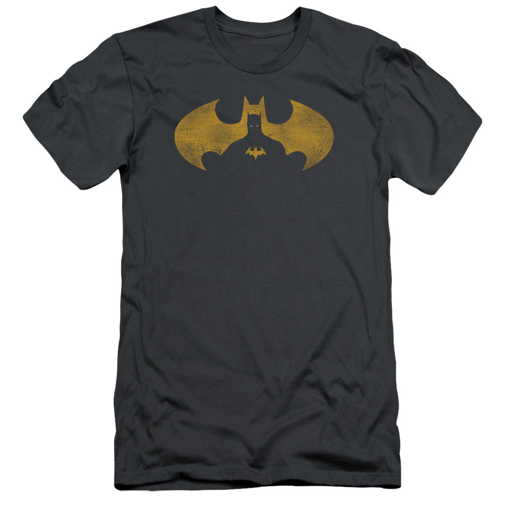 Batman Bat Symbol Knockout Slim Fit Mens T Shirt Charcoal
