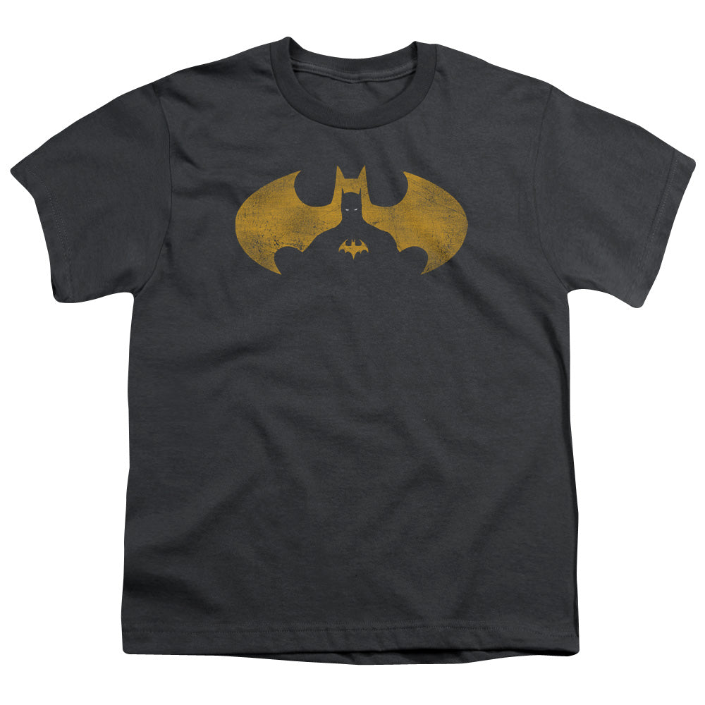 Batman Bat Symbol Knockout Kids Youth T Shirt Charcoal