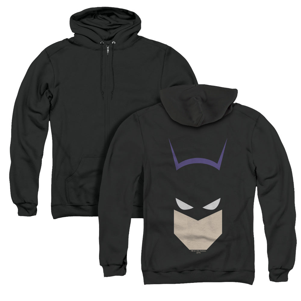 Batman Bat Head Back Print Zipper Mens Hoodie Black