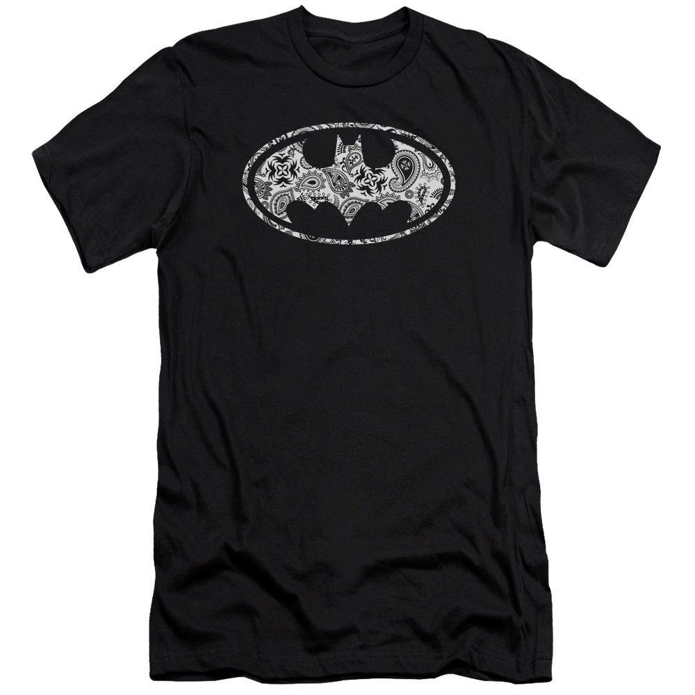 Batman Paisley Bat Premium Bella Canvas Slim Fit Mens T Shirt Black