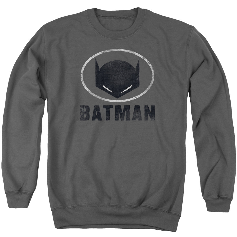 Batman Mask In Oval Mens Crewneck Sweatshirt Charcoal