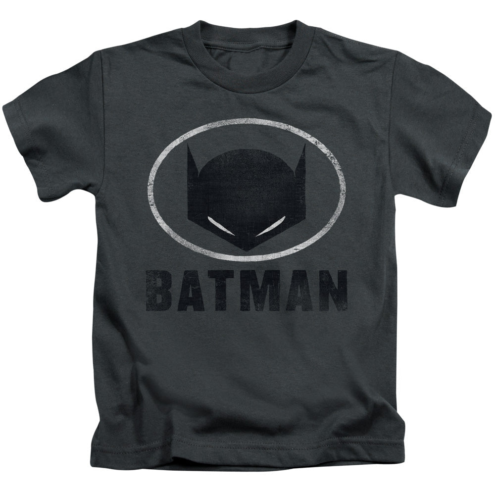 Batman Mask In Oval Juvenile Kids Youth T Shirt Charcoal