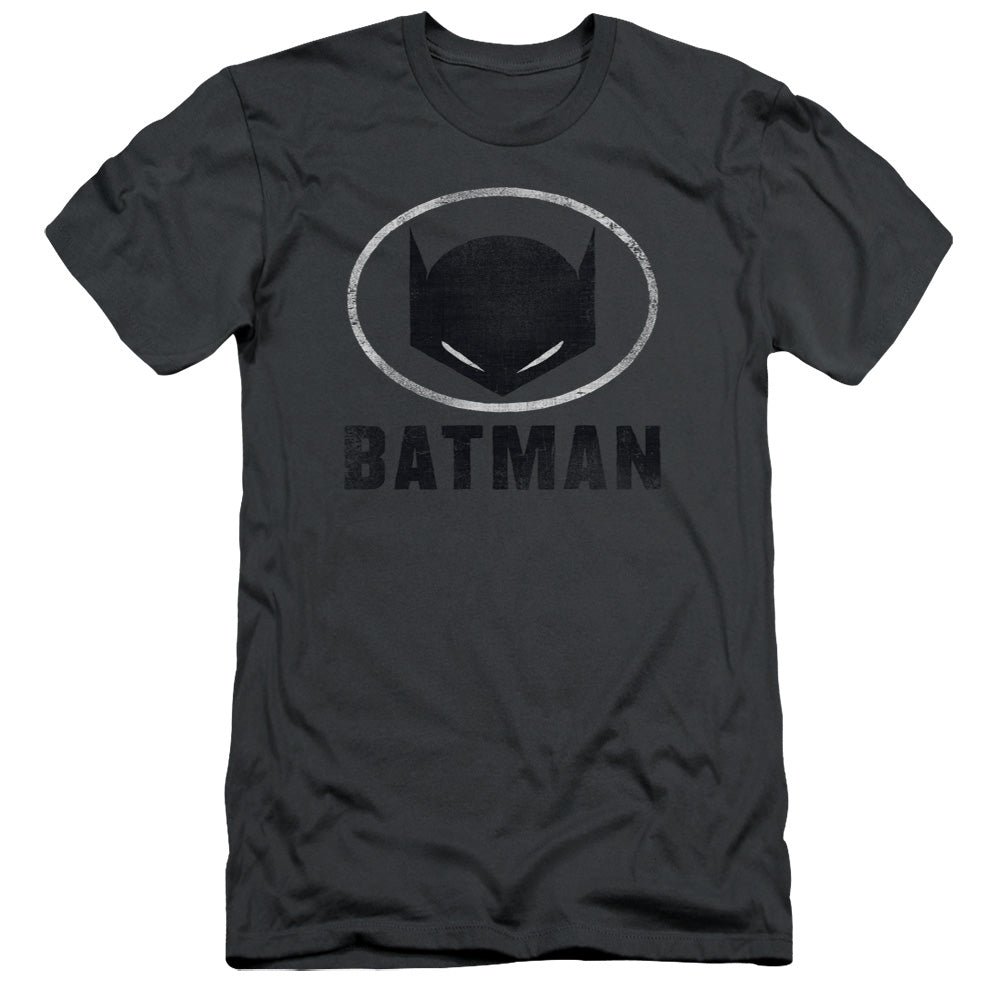 Batman Mask In Oval Slim Fit Mens T Shirt Charcoal