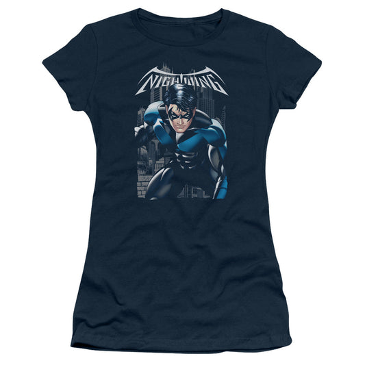 Batman A Legacy Junior Sheer Cap Sleeve Womens T Shirt Navy Blue