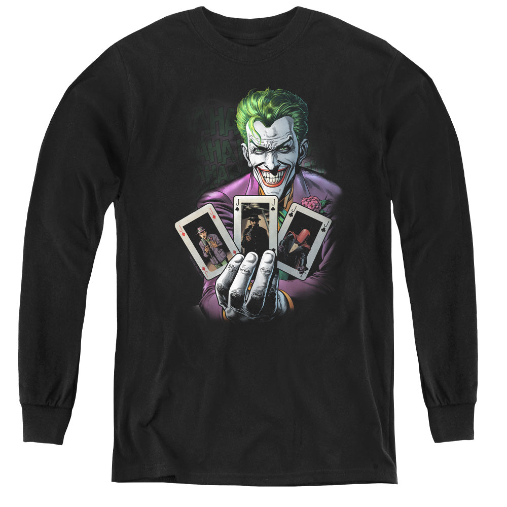 Batman 3 Of A Kind Long Sleeve Kids Youth T Shirt Black