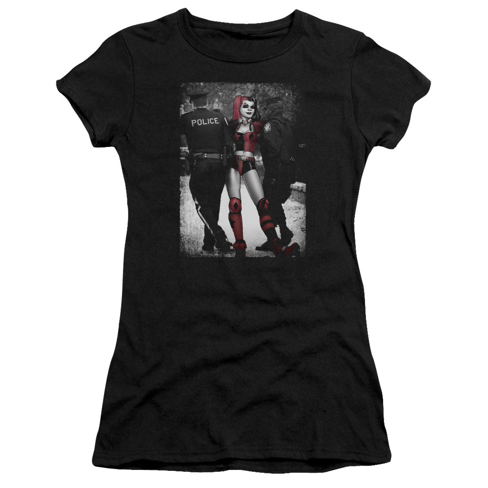 Batman Arrest Junior Sheer Cap Sleeve Womens T Shirt Black
