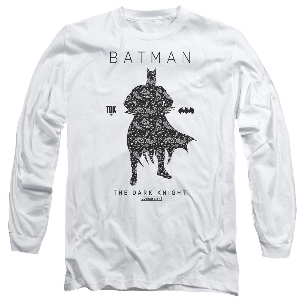 Batman Paislety Silhouete Mens Long Sleeve Shirt White