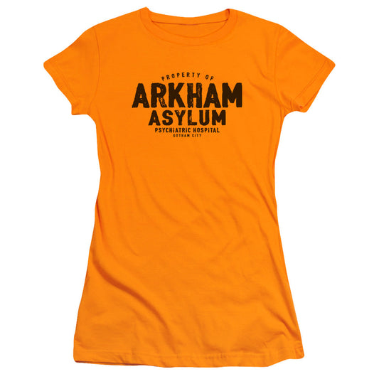 Batman Arkham Asylum Junior Sheer Cap Sleeve Womens T Shirt Orange