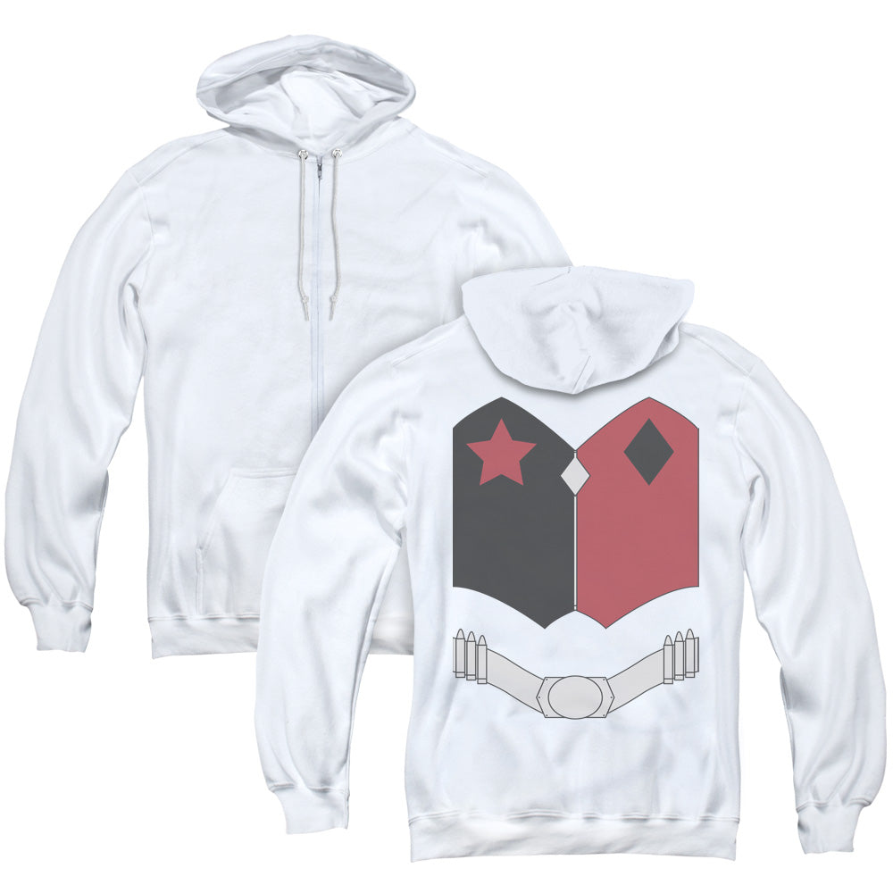 Batman New Hq Uniform Back Print Zipper Mens Hoodie White