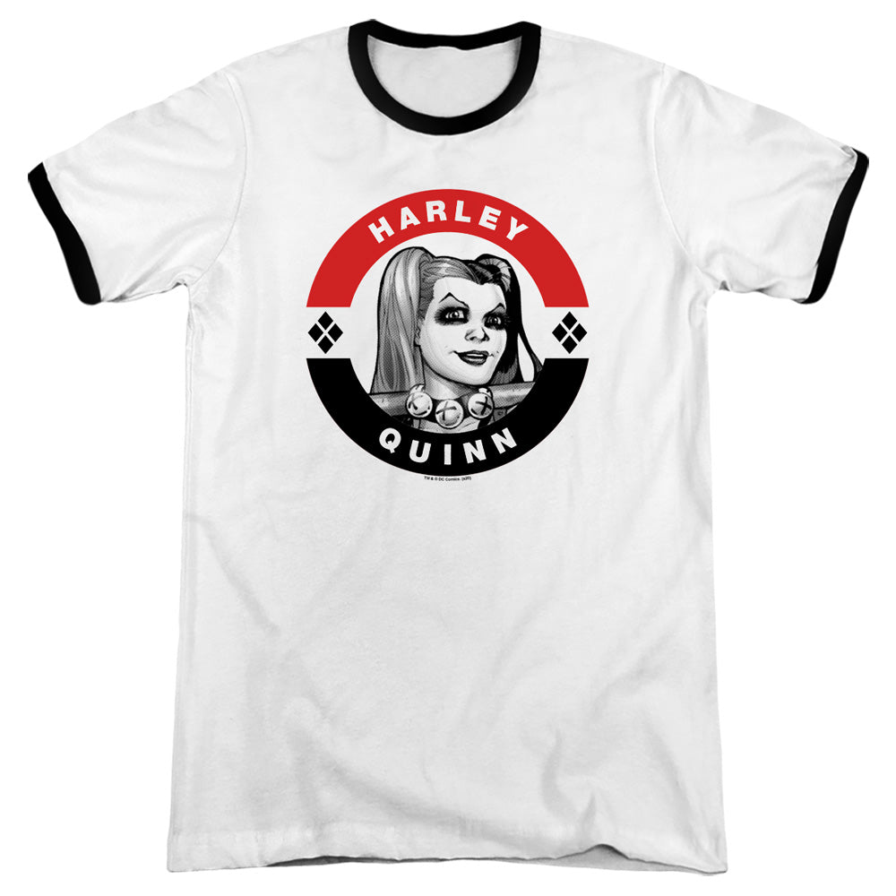 Batman Harley President Circle Heather Ringer Mens T Shirt White Black