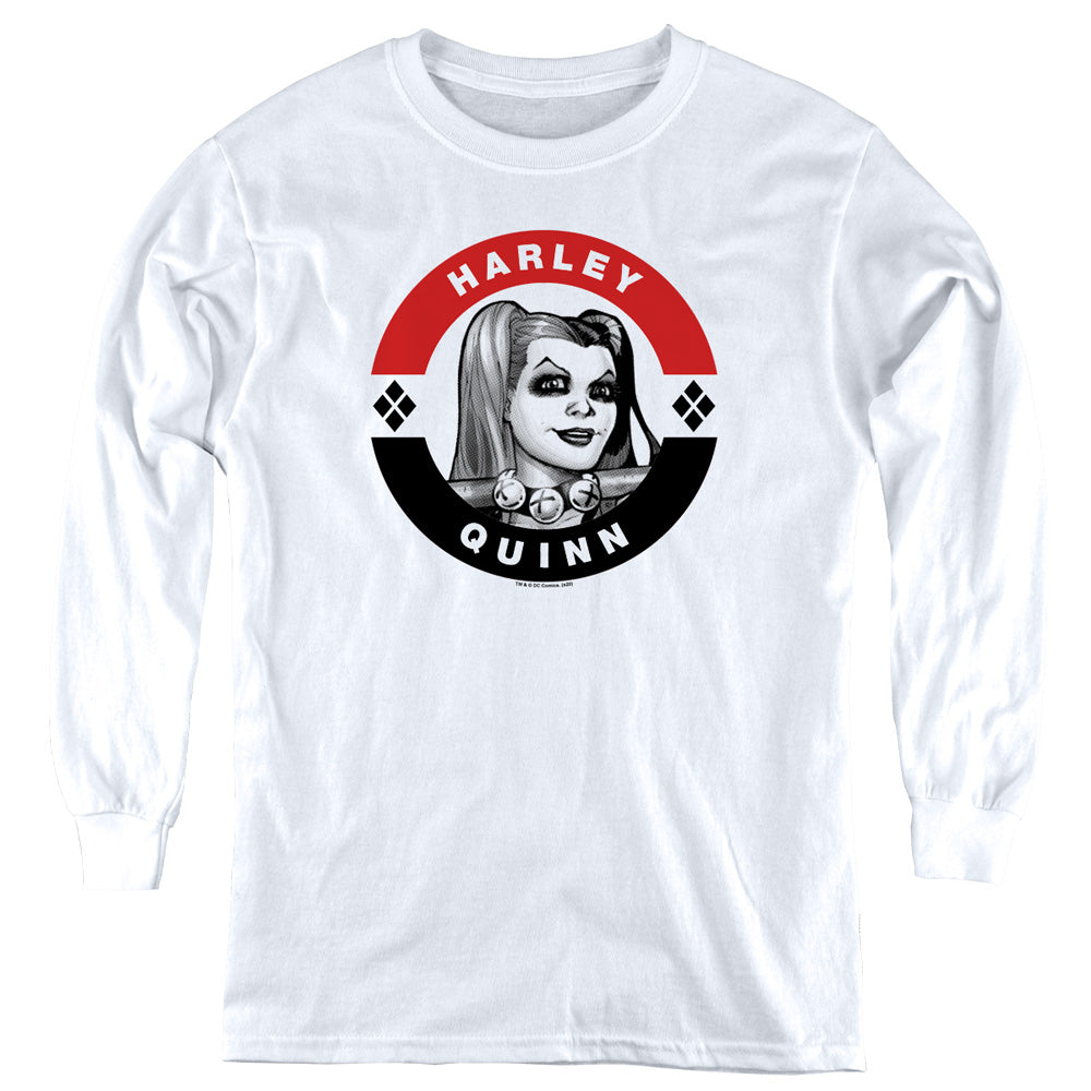 Batman Harley President Circle Long Sleeve Kids Youth T Shirt White