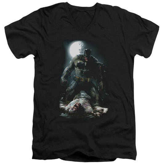 Batman Mudhole Mens Slim Fit V Neck T Shirt Black