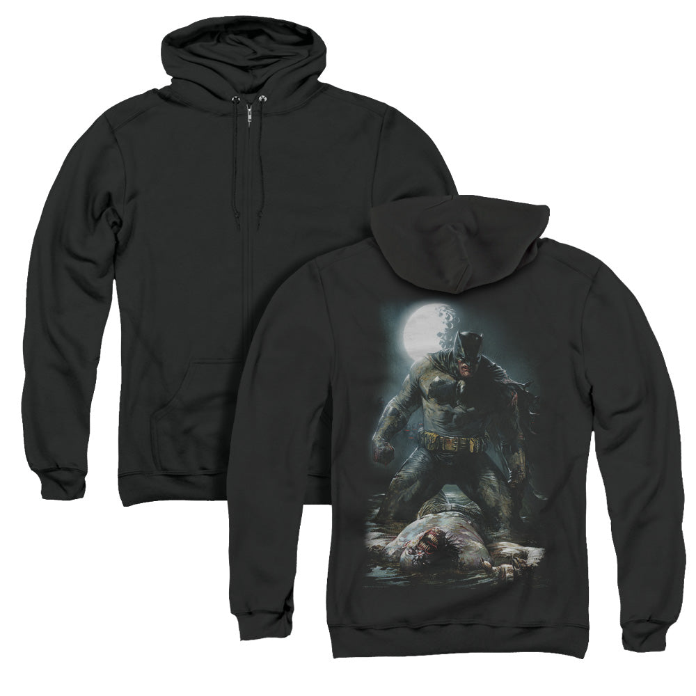 Batman Mudhole Back Print Zipper Mens Hoodie Black