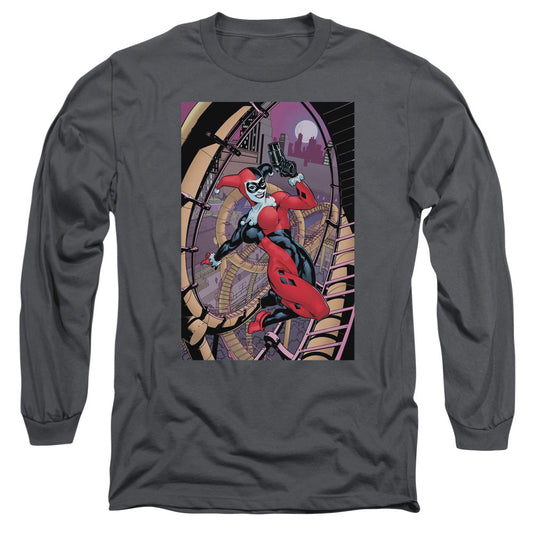 Batman Harley First Mens Long Sleeve Shirt Charcoal