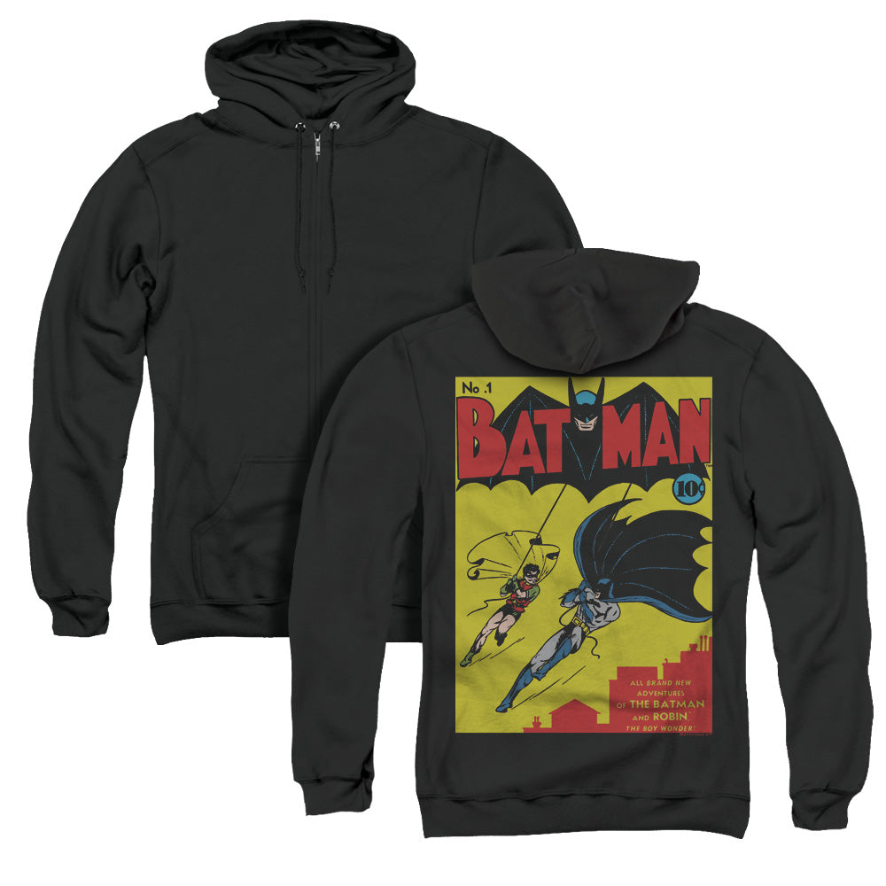 Batman Batman First Back Print Zipper Mens Hoodie Black