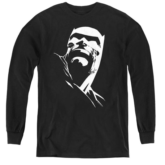 Batman Dkr Head Long Sleeve Kids Youth T Shirt Black