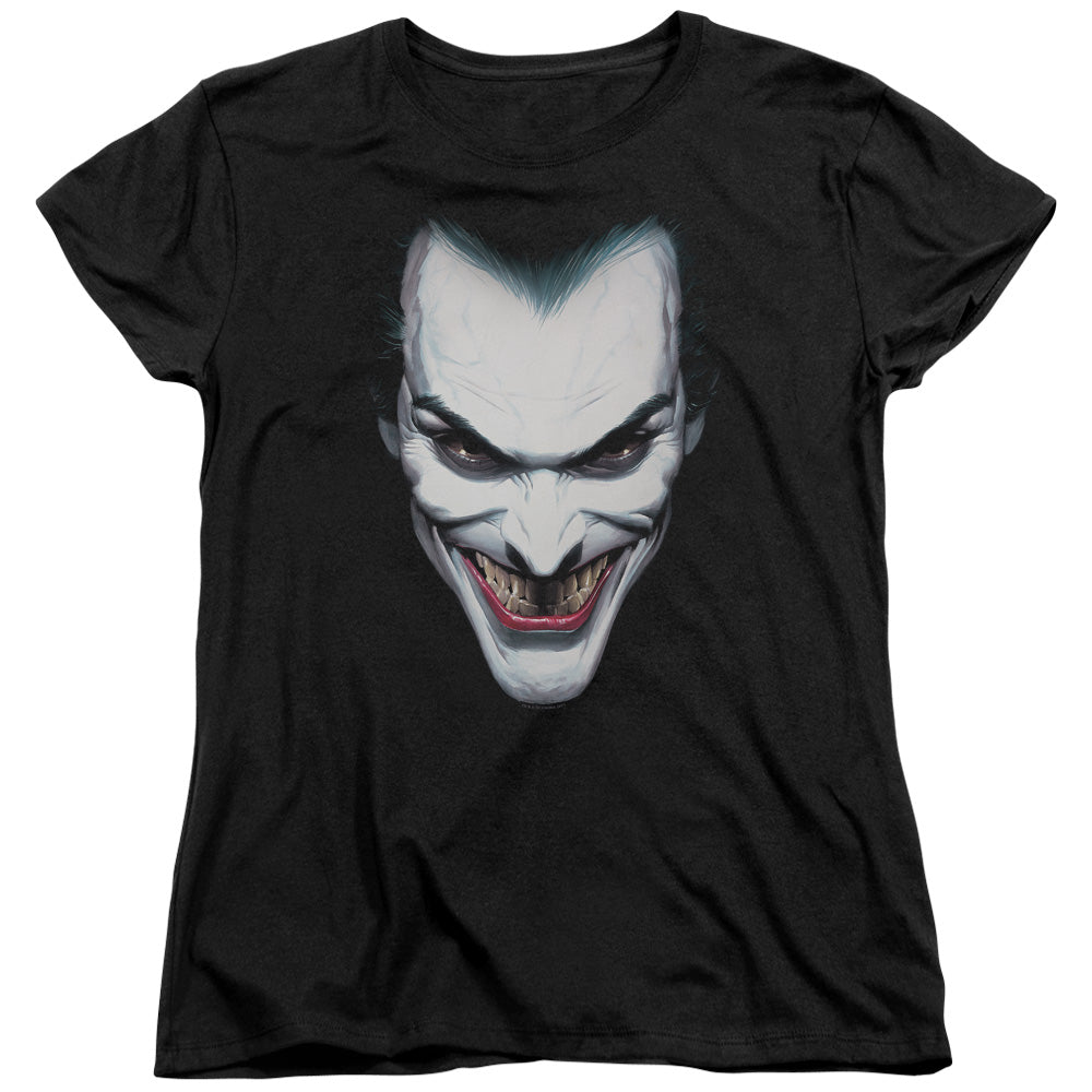 Batman Joker Portrait Womens T Shirt Black Style001