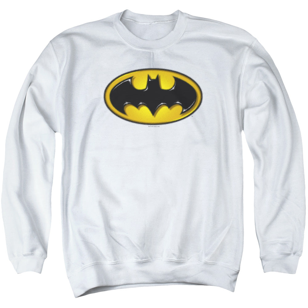 Batman Airbrush Bat Symbol Mens Crewneck Sweatshirt White