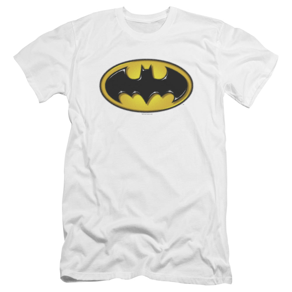 Batman Airbrush Bat Symbol Premium Bella Canvas Slim Fit Mens T Shirt White
