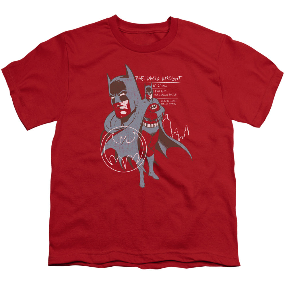 Batman Lean And Muscular Kids Youth T Shirt Red