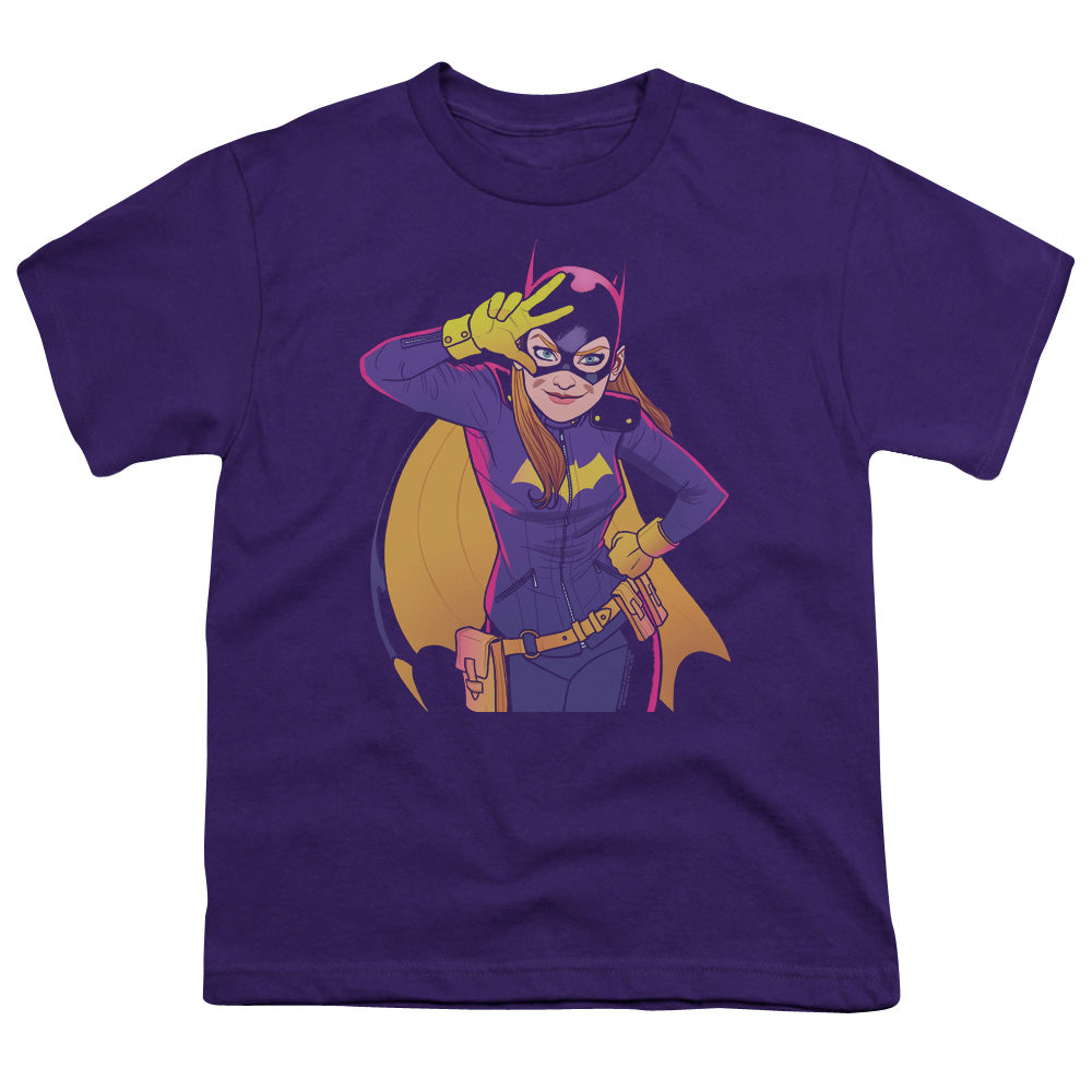 Batman Batgirl Moves Kids Youth T Shirt Purple