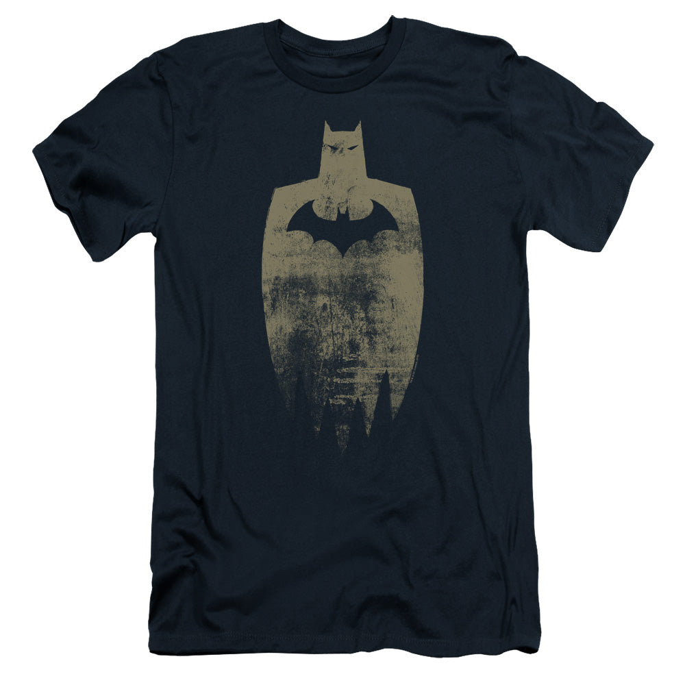 Batman Gold Silhouete Slim Fit Mens T Shirt Navy Blue