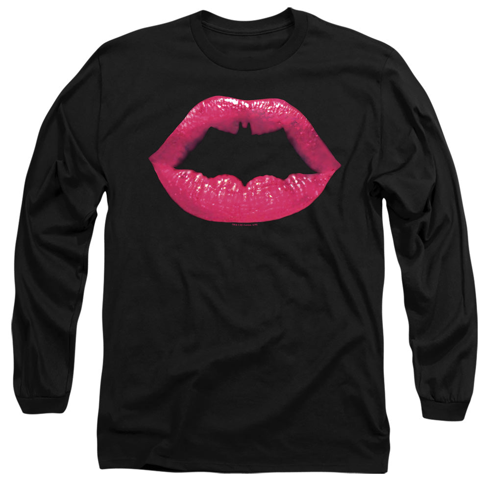 Batman Bat Kiss Mens Long Sleeve Shirt Black