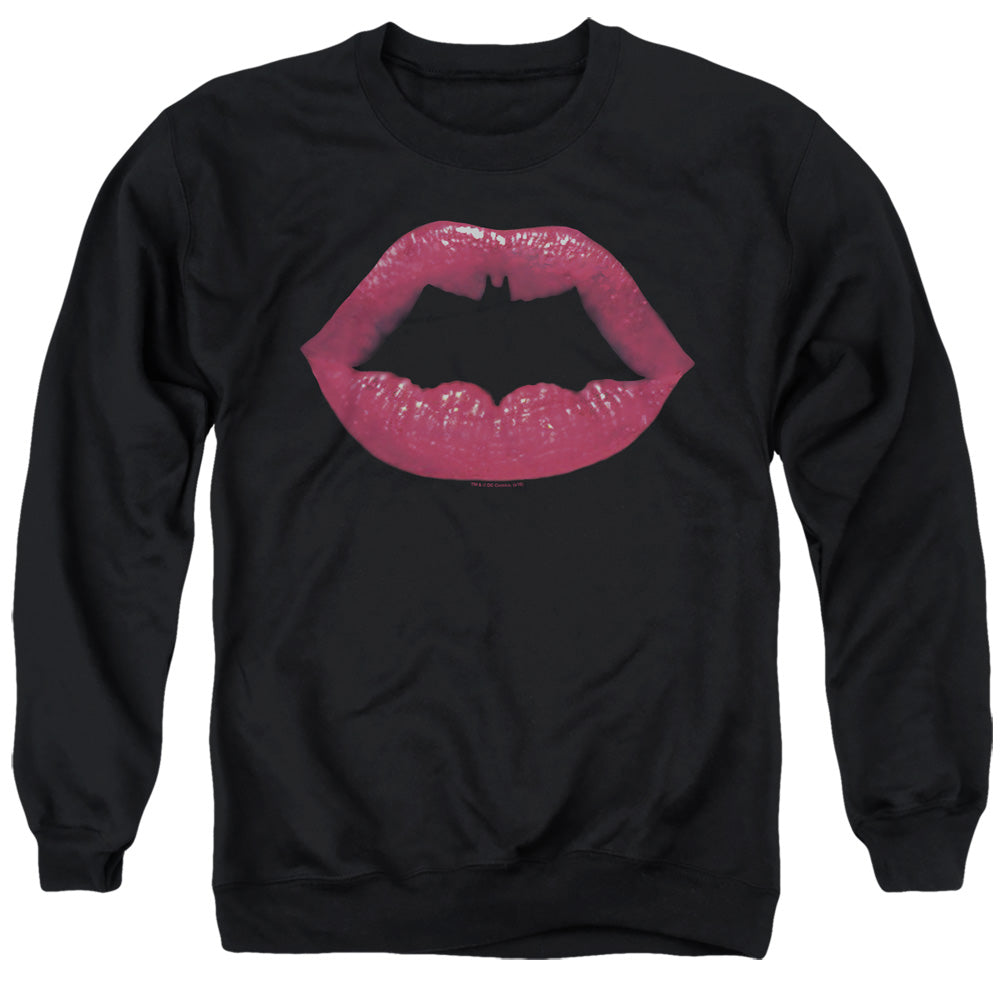 Batman Bat Kiss Mens Crewneck Sweatshirt Black