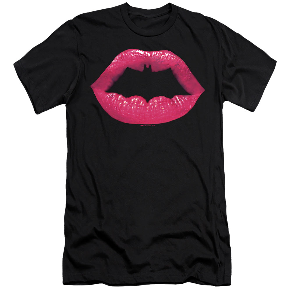 Batman Bat Kiss Slim Fit Mens T Shirt Black