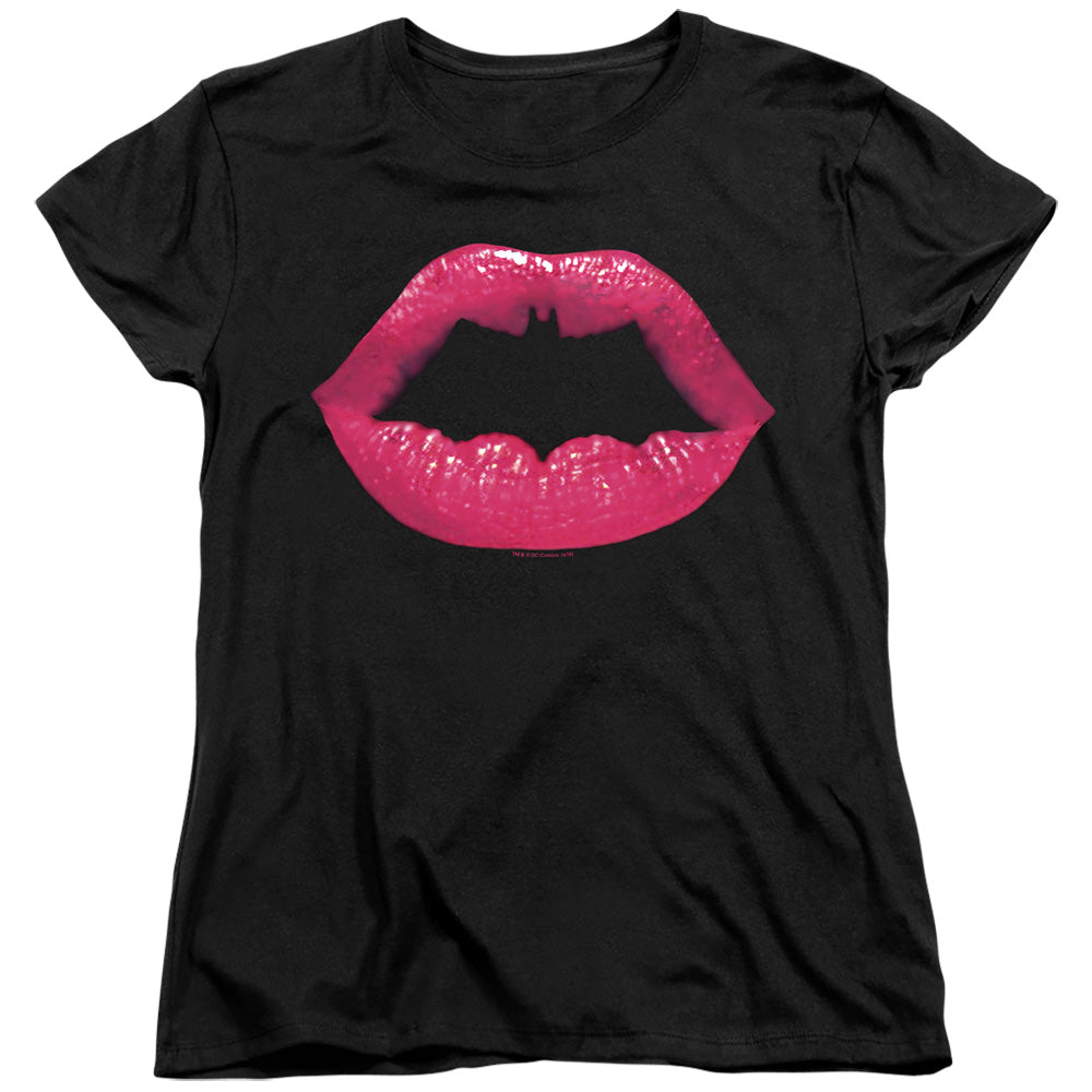 Batman Bat Kiss Womens T Shirt Black