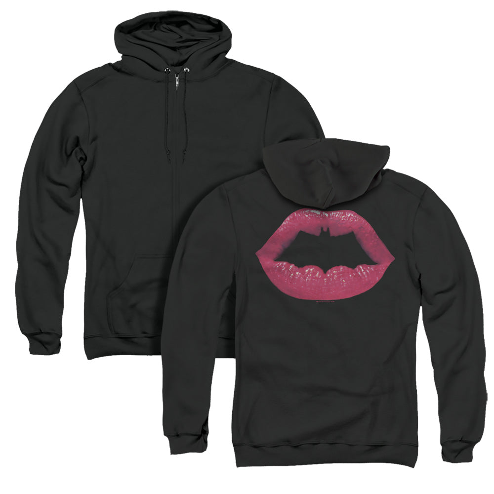 Batman Bat Kiss Back Print Mens Zipper Hoodie Black
