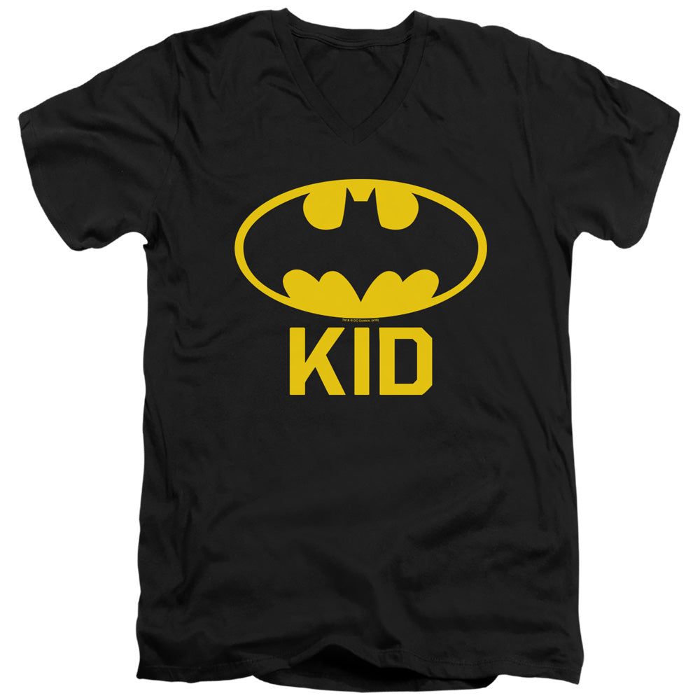 Batman Bat Kid Mens Slim Fit V Neck T Shirt Black