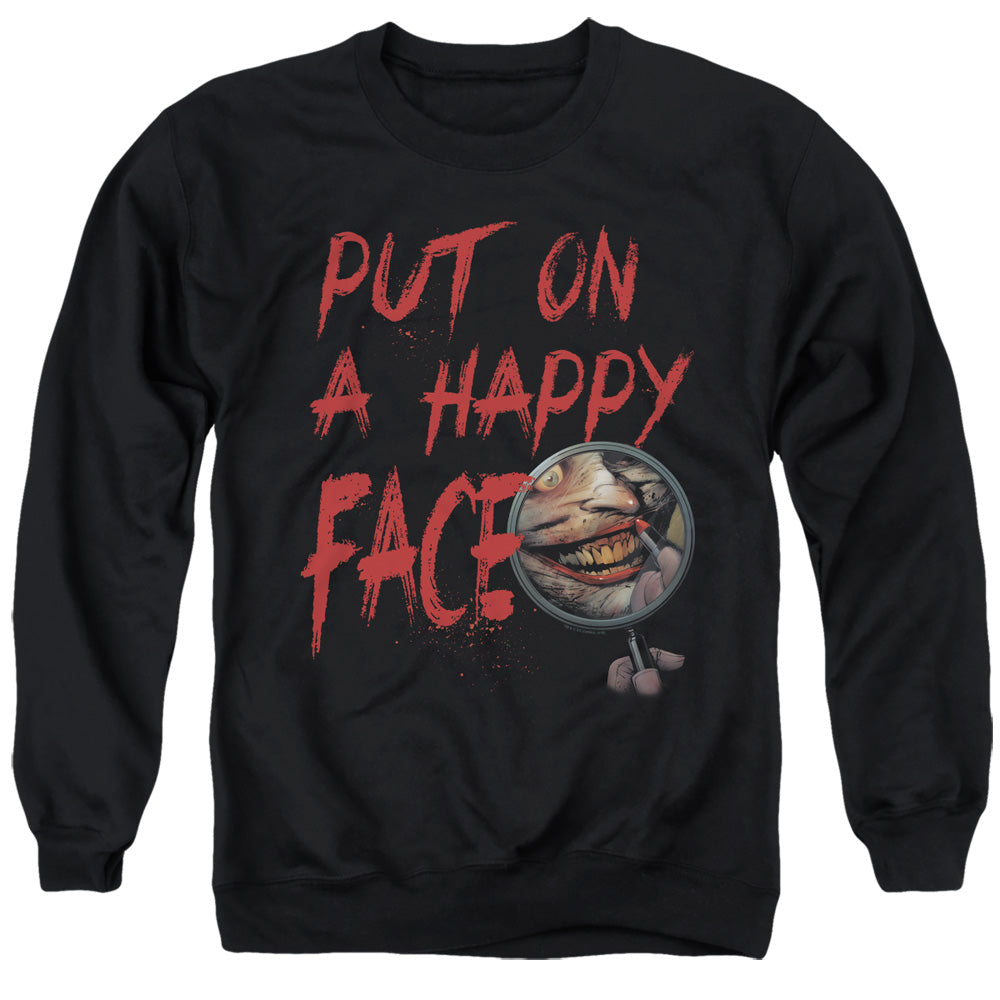 Batman Happy Face Mens Crewneck Sweatshirt Black