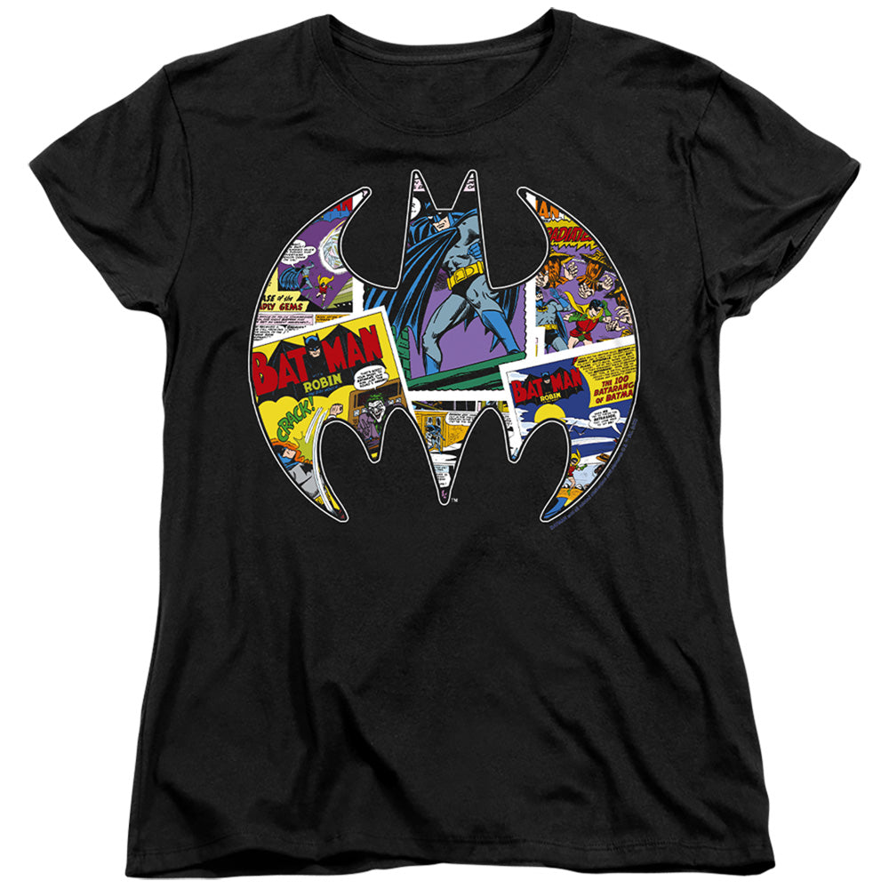 Batman Comic Bat Womens T Shirt Black