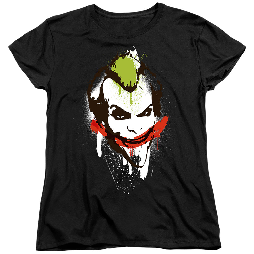 Batman Joker Big Face Womens T Shirt Black