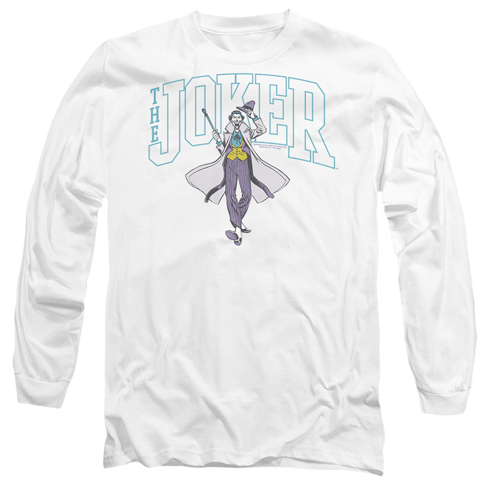 Batman Joker Varsity On White Mens Long Sleeve Shirt White