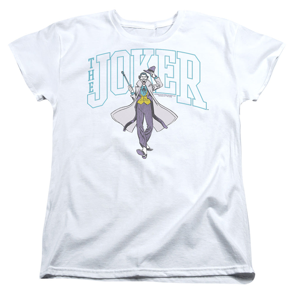 Batman Joker Varsity On White Womens T Shirt White
