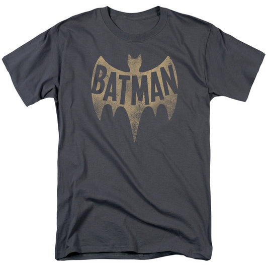 Batman Classic Tv Vintage Logo Mens T Shirt Charcoal