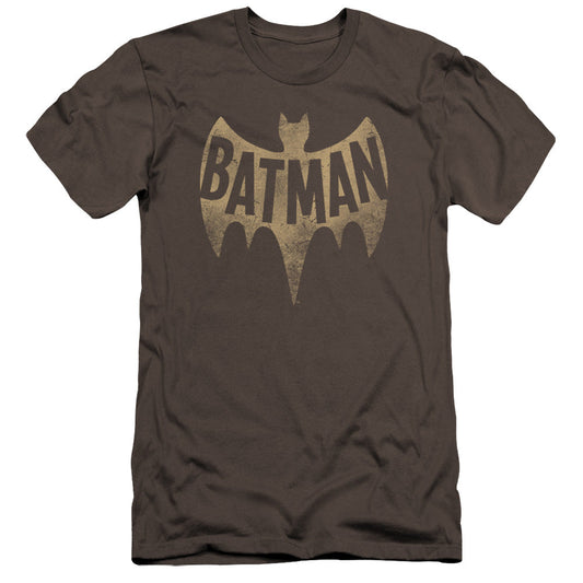 Batman Classic Tv Vintage Logo Premium Bella Canvas Slim Fit Mens T Shirt Charcoal