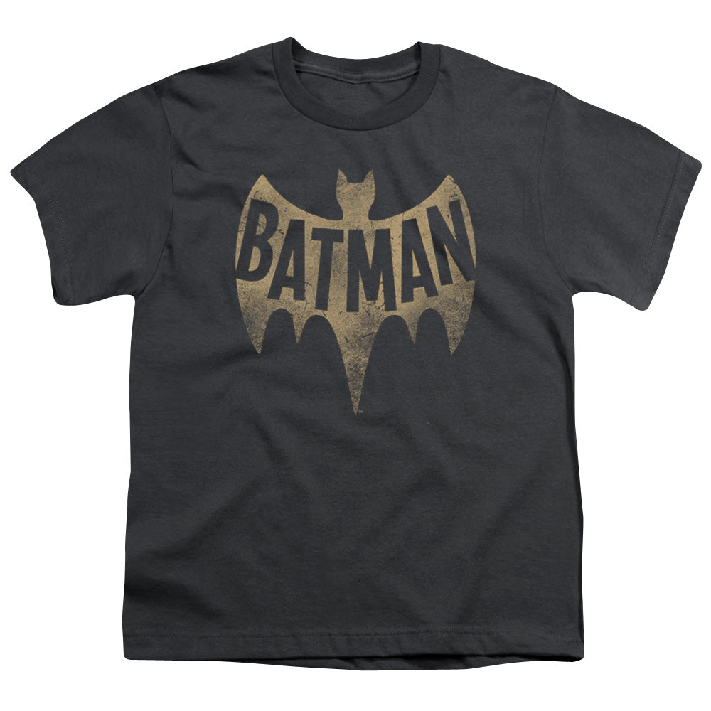 Batman Classic Tv Vintage Logo Kids Youth T Shirt Charcoal