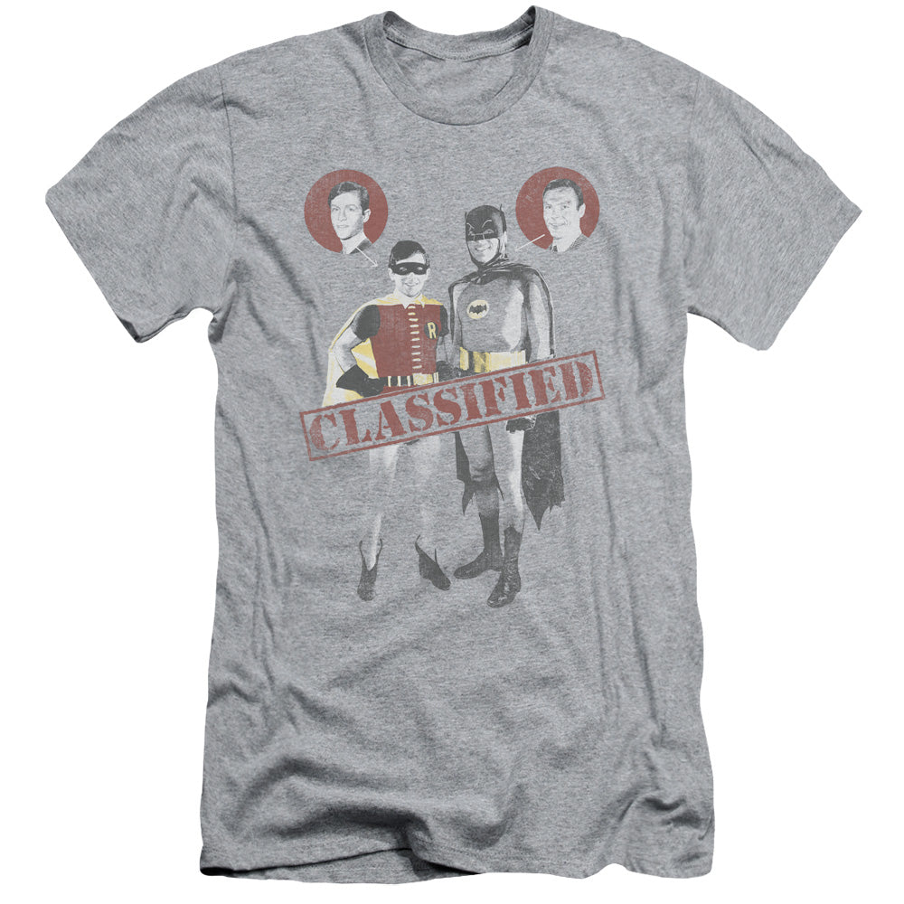 Batman Classic Tv Classified Slim Fit Mens T Shirt Athletic Heather