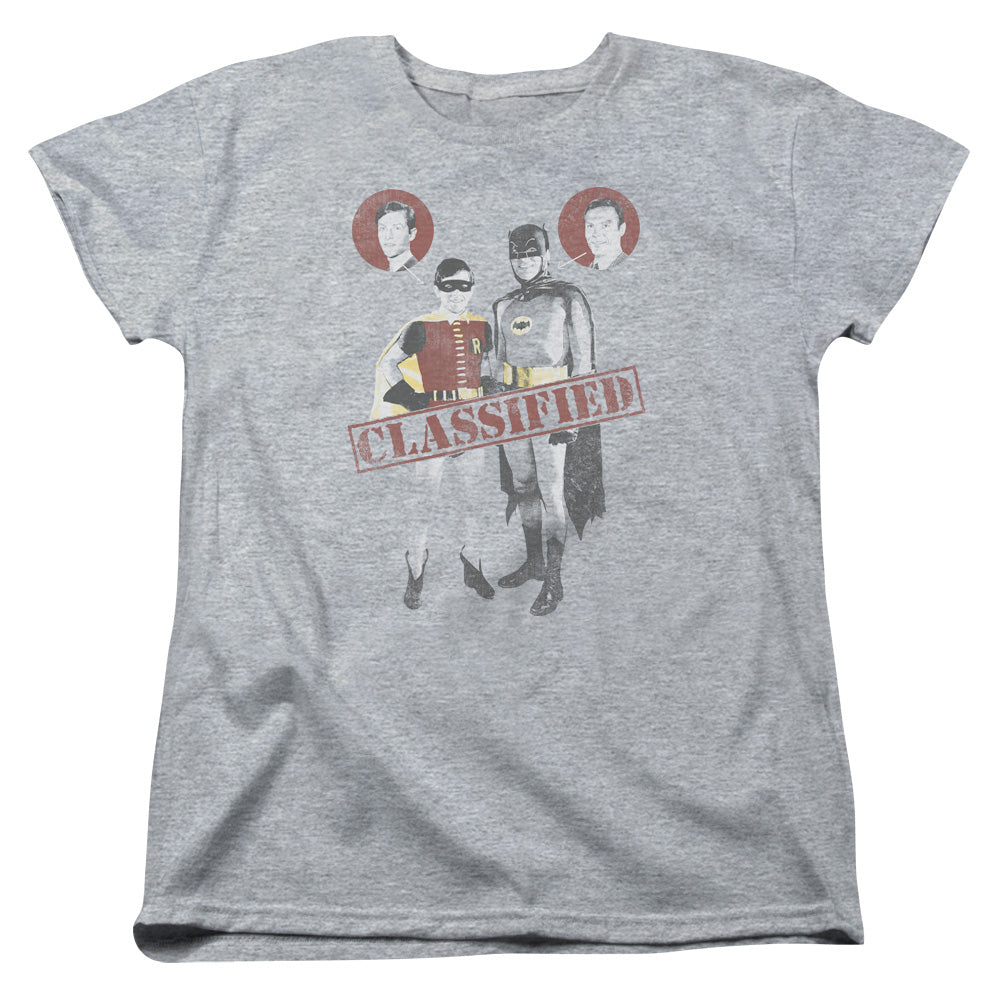 Batman Classic Tv Classified Womens T Shirt Athletic Heather