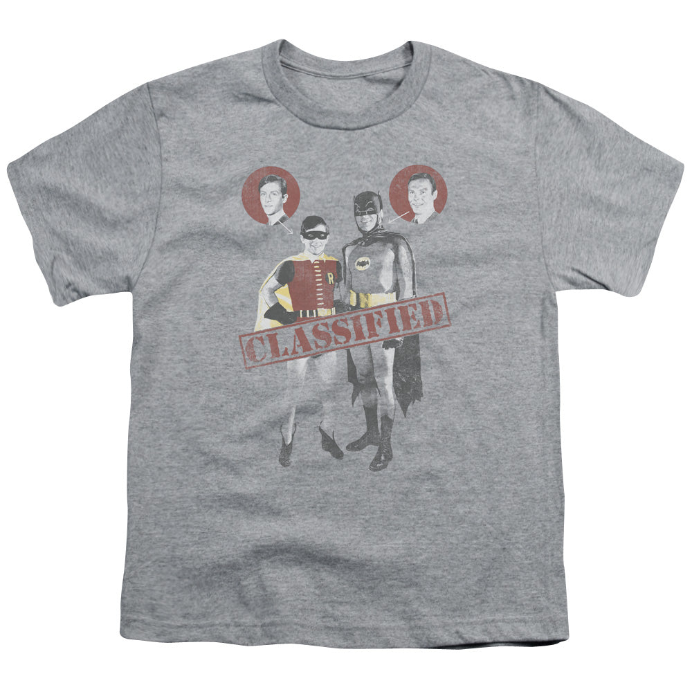 Batman Classic Tv Classified Kids Youth T Shirt Athletic Heather