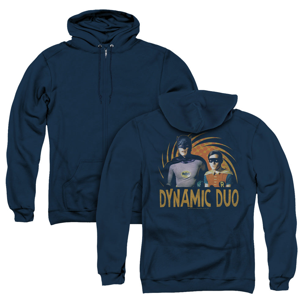 Batman Classic Tv Dynamic Back Print Zipper Mens Hoodie Navy Blue