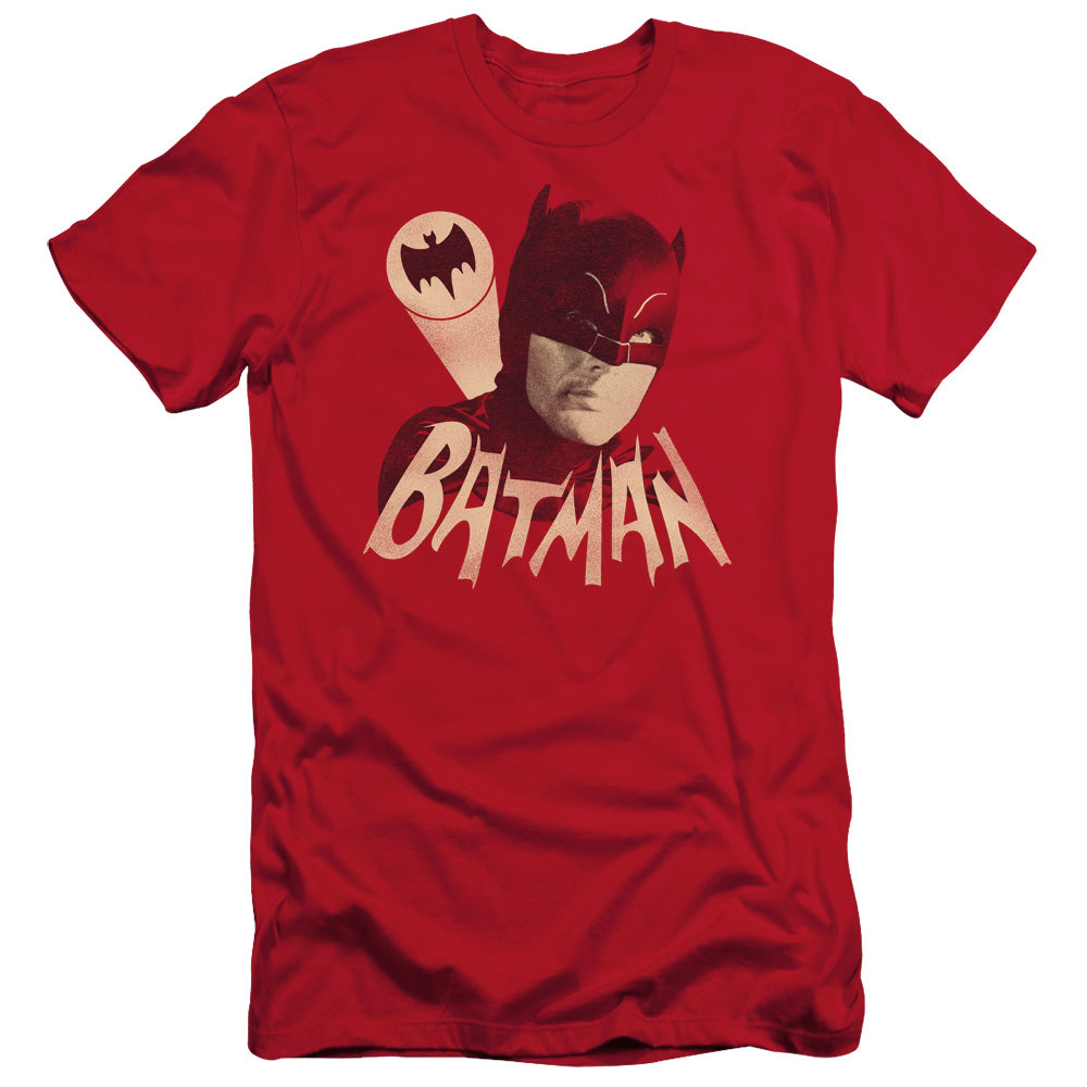 Batman Classic Tv Bat Signal Slim Fit Mens T Shirt Red